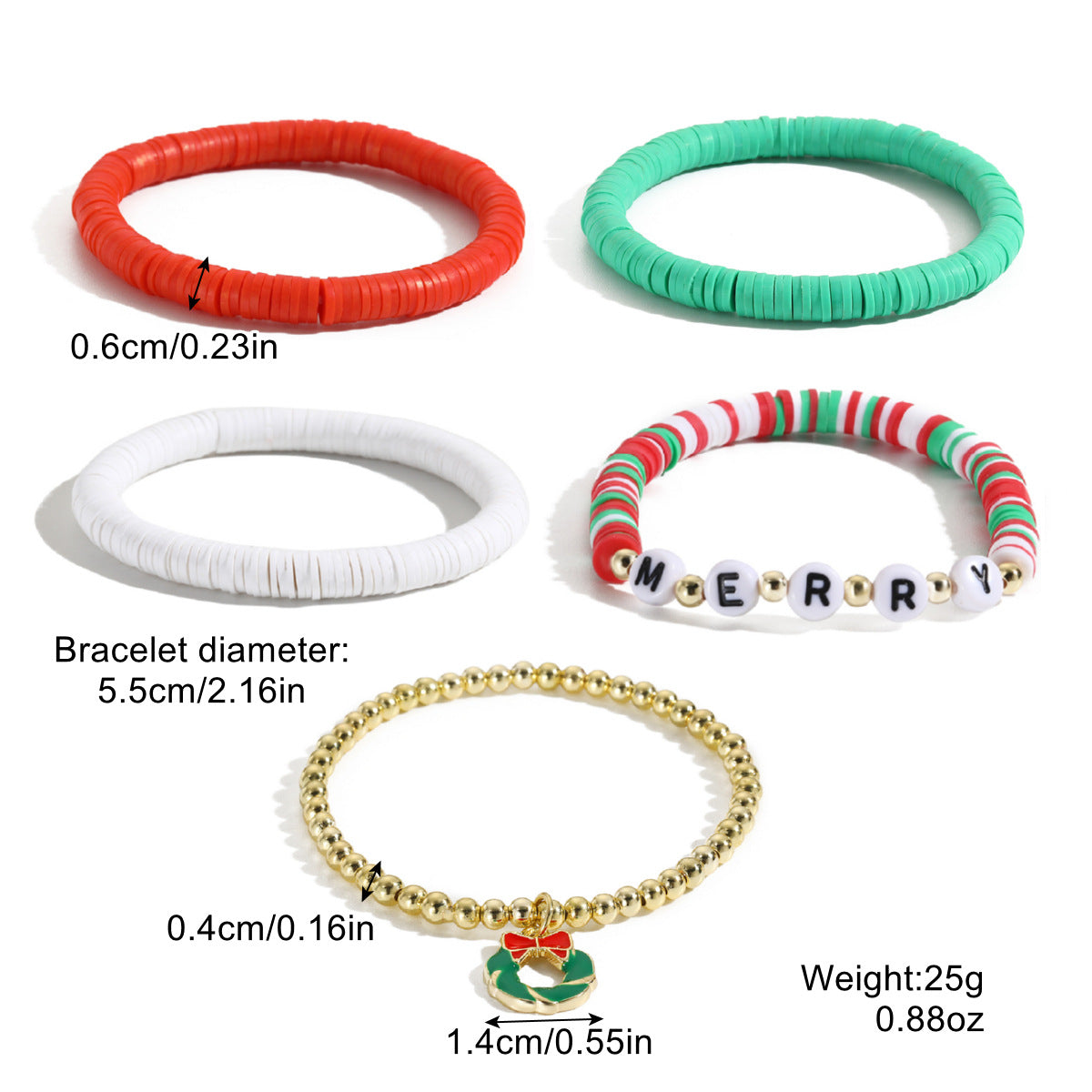 Wholesale Christmas Clay Crystal Pearl Bracelet